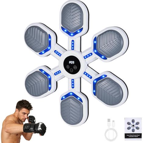 Machine de boxe musicale pour adultes et enfants, montage mural, entraîneur de boxe rythme, 9 modes, compteur de frappe, jouet de sport, cadeau (1/5)