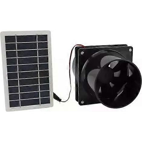 Ventilateur d'extraction solaire 10 W 12 V pour tuyau rond kit de ventilation avec panneau solaire ABS pour niche poulailler camping-car ou serre noir (1/5)