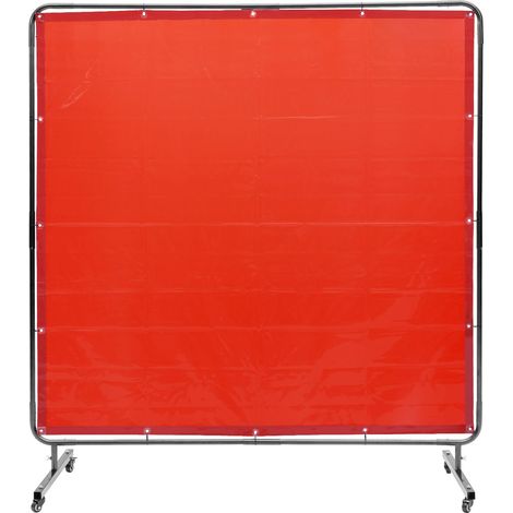 Écran de soudure avec cadre, 1,8 x 1,8 m, rideau ignifuge en vinyle, sur 4 roulettes pivotantes (2 verrouillables), mobile et professionnel pour atelier. (1/5)