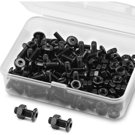 M4 x 8mm Boulons et écrous à Tête Creuse Kit 304 Acier Inoxydable Oxyde Noir, Boulons de Meubles, Vis de Connecteur Pour Meubles (1/5)