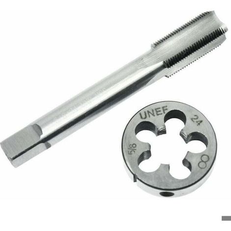 Jeu de tarauds et matrices 5/8 ''-24 filetage a droite en acier rapide pour restauration de filetage, modele : 1 jeu (1/4)
