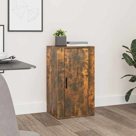 Aparador madera contrachapada color roble ahumado 40x33x70 cm (1/4)