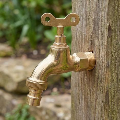 1 robinet en laiton massif avec serrure, robinet antivol, adapté aux machines à laver, avec clé, également adapté aux éviers de jardin extérieurs. (1/5)