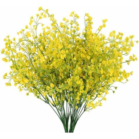 4pcs Gypsophile Artificielles 7 Branches Fleurs Artificielles Deco Arbuste Artificiel Buisson Fausse Fleurs Jaune Decoration pour Mariage Maison Jardin 48CM (1/5)