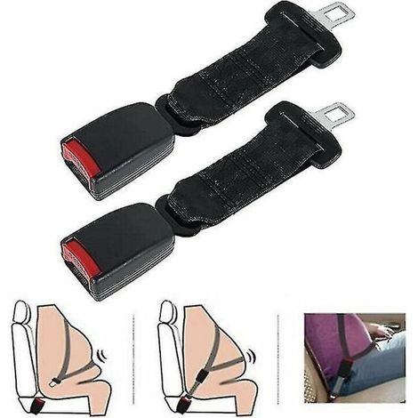 Set of 2 adjustable 23cm seat belt extenders – Durable polyester fabric – Compatible with 95% of vehicles – Easy installation – 23cm grey (1/5)