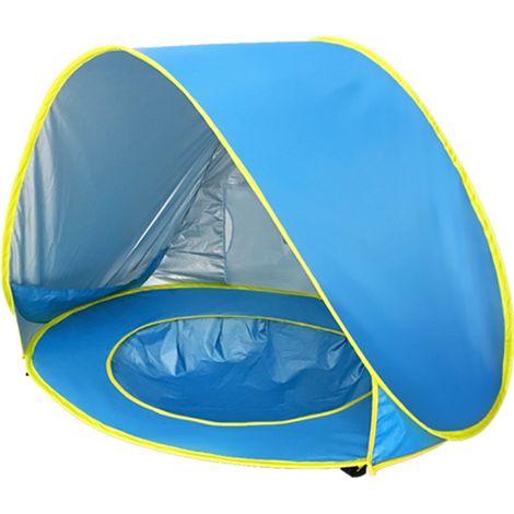 Pop-up-Strandzelt mit UV-Schutz, Mini-Pool, mit Tragetasche und Zeltheringen für Kleinkinder, Picknick, Garten (Hellblau)