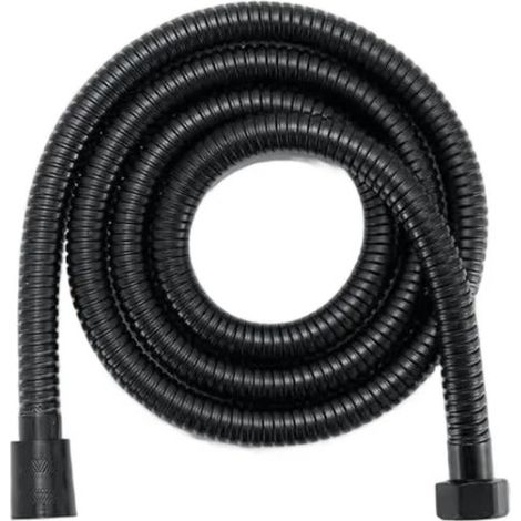 Flexible de douche - 200 cm - Flexibles de douche - Universel - Acier inoxydable - Noir - Fixation Extra longue pour flexible de douche en acier inoxydable - Flexible de douchette à main (1/3)