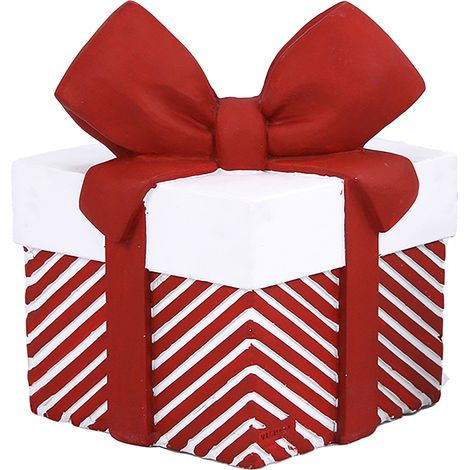 Base Albero di Natale Forma Regalo Natalizio Bianco e Rosso Decorazione Natalizia (1/5)