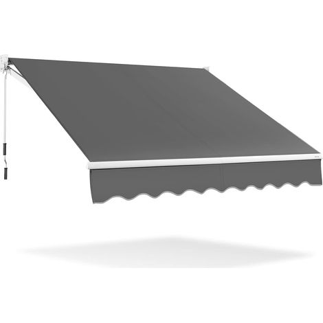 GOPLUS Auvent Retractable avec Manivelle Auvent Manuel avec Revetement PA et Cadre en Aluminium Durable pour Pare-Soleil, Auvent Anti-Soleil Ideal pour Store ,Balcon,Jardin (295X250CM, Gris) (1/5)