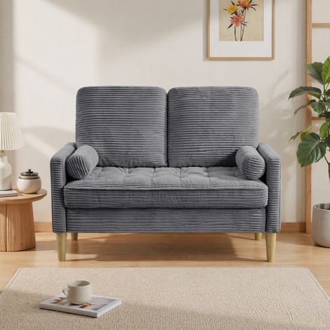 Sofá recto de 2 plazas 121x76x87 cm de tejido gris, estilo escandinavo FloraGrace (1/5)