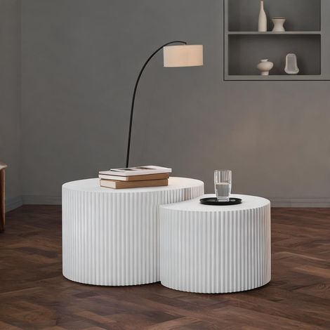 Table basse coloris blanc en MDF 80 x 80 x 40 cm (1/5)