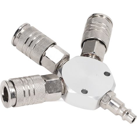 3-Wege-Luftverteiler mit 1/4-Zoll-NPT-Außengewinde, 3-Wege-Verteiler aus Aluminiumlegierung, pneumatischer Schraubanschluss für industrielle Anwendungen (1/5)