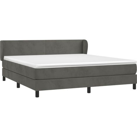 Box Spring Bed with Mattress Dark Grey 180x200 cm Velvet vidaXL (1/4)