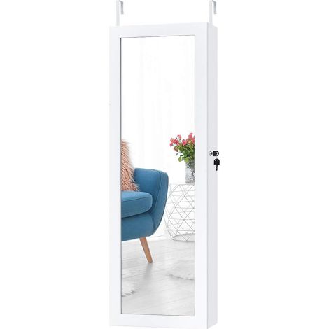 COSTWAY Armario para Joyas Espejo Joyero con 15 Luces LED Espejo de Joyería de Puerta y Pared Organizador para Anillos Cadena y Pendientes (1/5)