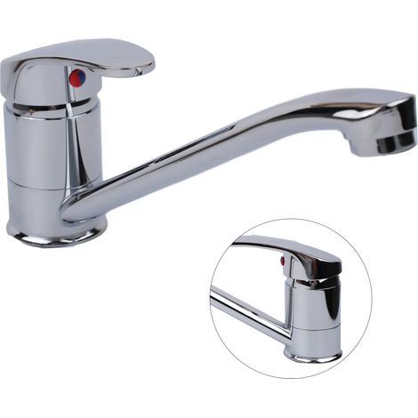 Robinet de cuisine mitigeur à bec long, eau chaude et froide, alliage de zinc, levier unique, montage sur plage, robinet de salle de bain (1/5)
