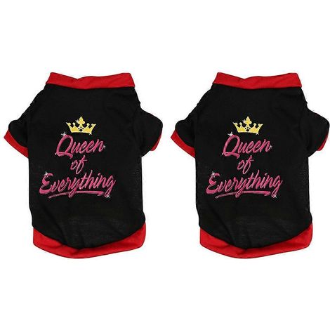 Lot de 2 vêtements pour animaux (chat et chien) : T-shirt confortable et respirant en coton à col rond - Taille M (1/5)