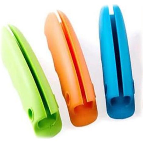 Poignées pour sacs de courses lot 3, silicone, bleu vert orange, 9×2,5×2,3 cm (1/5)