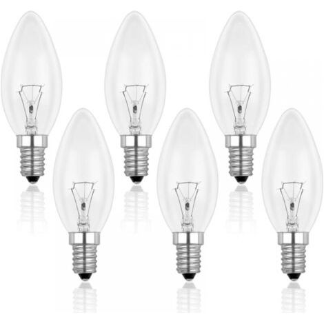 Ampoule Incandescence Bougie E14 60W 230V, Ampoule Flamme E14, Dimmable Blanc Chaud 2700K, 600LM, C35 Ampoule Transparent, Pour Lustre, Lampe de Bureau, Pack de 6 (1/5)