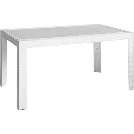 TAVOLO RESINA RETTANG. """URANO""" BIANCO SIMILRATTAN 140X80X72H CM (1/2)