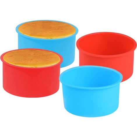 Set di 4 mini stampini in silicone per torte, diametro 10 cm, ideali per torte e dessert. (1/5)