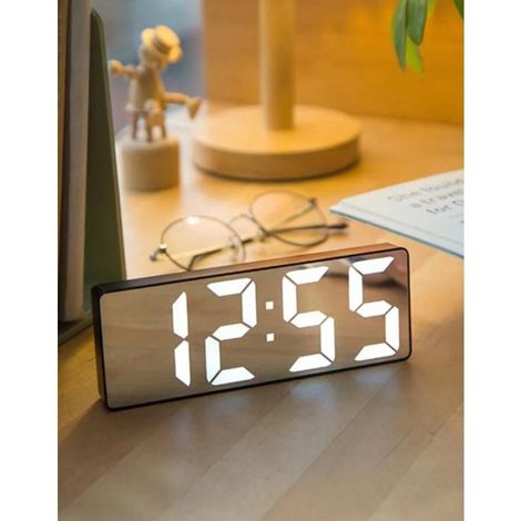 Réveil numérique à LED - Miroir - Veilleuse - Fonction répétition - Affichage de l'heure - Chargement USB (1/5)