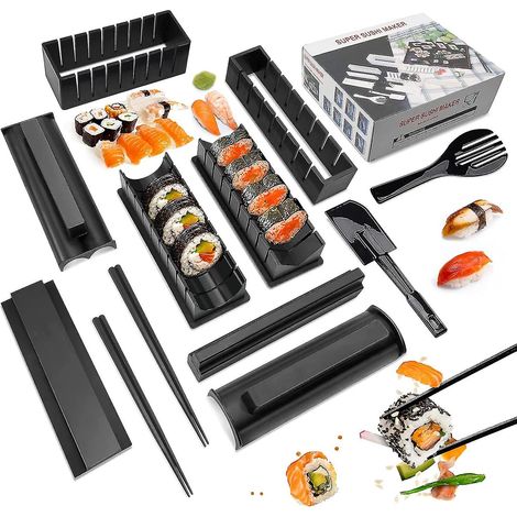 Crea – Kit de fabrication de sushi 12 pièces en plastique PP – Matériau de qualité alimentaire – Facile à nettoyer – Pour sushis professionnels à la maison (1/4)