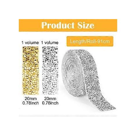 Selbstklebende Strassstreifen, 2 Rollen, 2 Yards Kristallstrass-DIY-Bling-Dekorationsaufkleber für Auto- und Handydekoration.