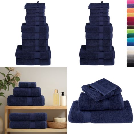 12 tlg. Premium-Handtuch-Set SOLUND Marineblau 600 g/m² - Badetuch - Baumwolle (1/5)