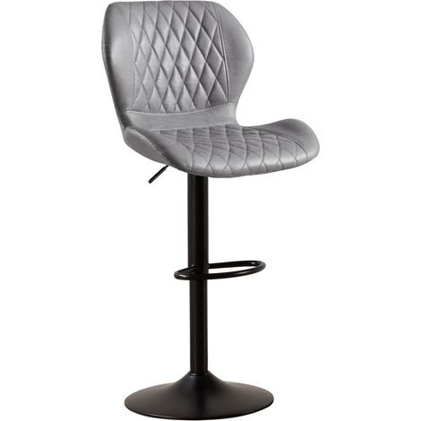 Barhocker mit Lehne, höhenverstellbar, 360° drehbar, Kunstleder, Grau (1/5)