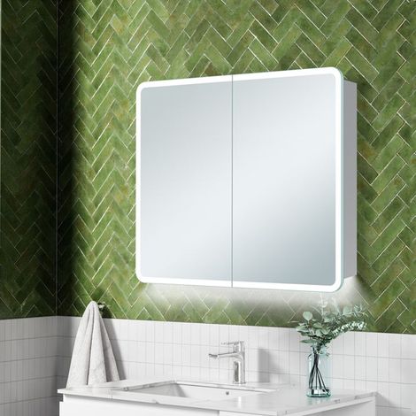 Signature Theo 2-Door LED Mirrored Bathroom Cabinet with Demister Pad 700mm H x 600mm W (1/3)