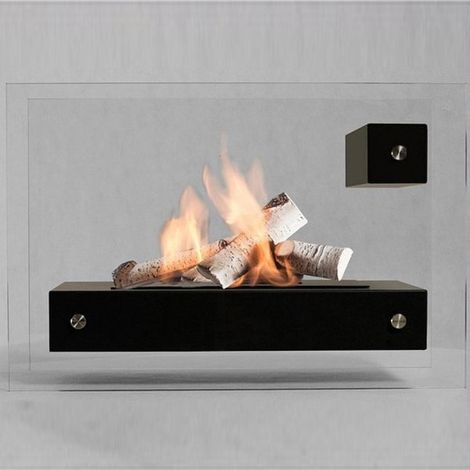 APO GLASS-B - Biocamino da pavimento freestanding nero (1/4)