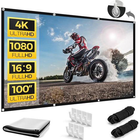 100 Pouces Ecran Videoprojecteur D'extérieur Portable et Pliable, Lavable, pour Ecran Projecteur, pour Le Home Cinéma, Les soirées Cinéma et Les Utilisations Commerciales, avec Sac de Transport (1/5)