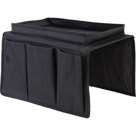 Organiseur Canapé Fauteuil Pliable, Accoudoir de Canapé Sac de Rangement, Sac de Rangement pour Accoudoirs de Canapé, Plateau Organisateur Canapé Accoudoir,noir (1/5)