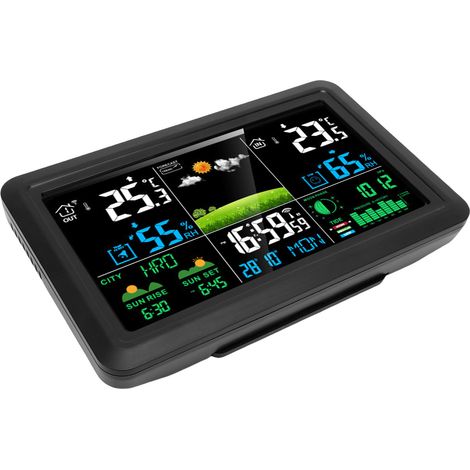 Kabellose Wetterstation mit 7,5-Zoll-Farbdisplay, multifunktionalem Innen- und Außenthermometer, Funkuhr, EU-Stecker (220 V) (1/5)