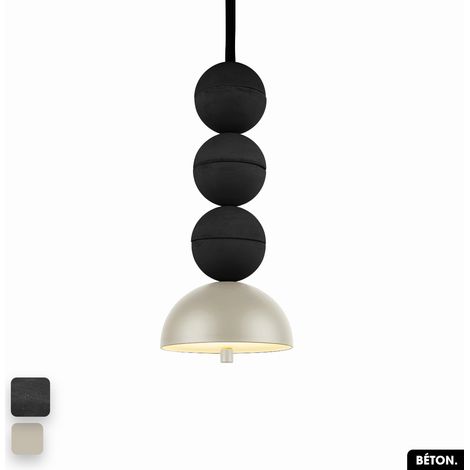 Lampe de suspension en béton - BOSFOR CONCRETE NOIR - PEYOTE 3 BALLES LED 14W (1/2)