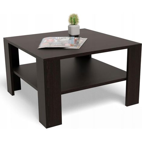 Table Basse EX3 - Design Minimaliste - 68x68 cm - Wengé (1/4)