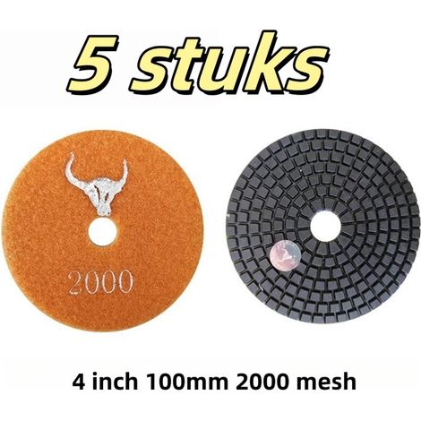 Lot de 5 disques de polissage diamantés à l'eau, pour pierre, marbre et granit, diamètre 100 mm, grain 2000 (1/5)