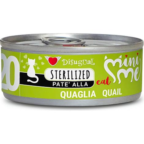 Disugual Cat Mini-Me Sterilised 20 alla Quaglia - Lattina 85 Gr - Cibo Umido Gatti