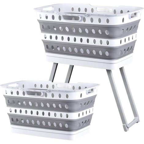 Paniers À Linge - Grand Panier À Linge Pliable Multifonction Avec Pieds - Grand bac à linge haut Pour dortoir résidence universitaire chambre salle de bain crèche camping-car placard extérieur appar (1/5)