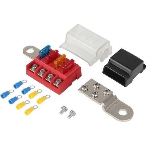Kit porte-fusible à lame M10 100A 32V à 4 circuits, compatible avec les équipements automobiles, yachts, camions et autres équipements marins. (1/5)