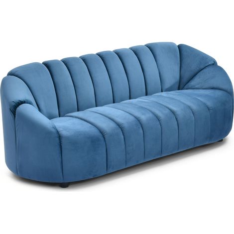 Canapé 3 places en Velours "Spencer" 201cm Bleu (1/5)