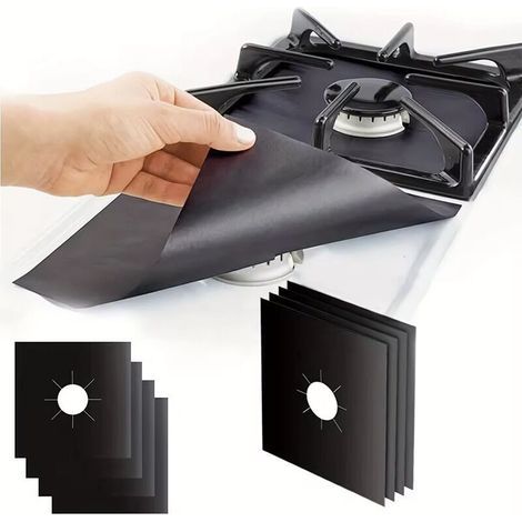 Protections Brûleurs Gaz 10 Pièces Anti Adhésives Réutilisables Épaisses Résistance Chaleur Accessoires Cuisine Propre (1/4)