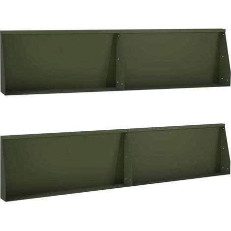 Muro di contenimento 4 pz 100 x 12 x 40 cm Acciaio Verde Oliva vidaXL