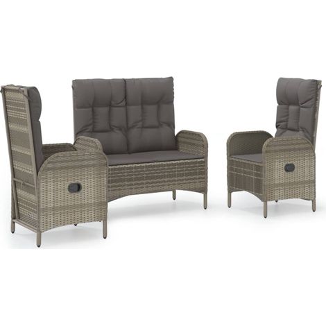 Maison Exclusive - Set comedor de jardín 3 piezas con cojines rat (1/5)