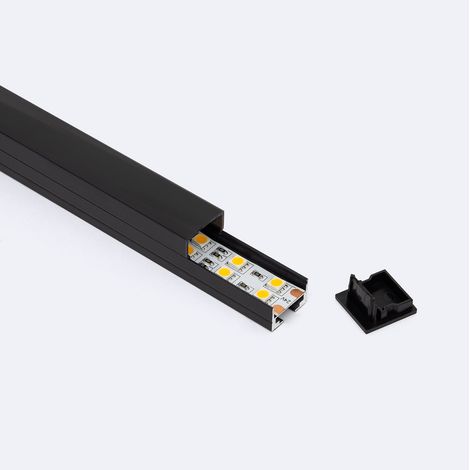 Profilo Alluminio a Sospensione 2m per Striscia LED fino a 17mm Nero 2 m Nero traslucido (1/4)