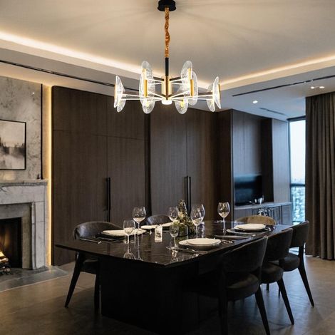 LED Design-Pendelleuchte 12-flammig, große Hängelampe aus Metall und Acryl mit Ø 82 cm, 3 einstellbare Farbtemperaturen, moderne Dekoleuchte für Wohnzimmer und Esszimmer