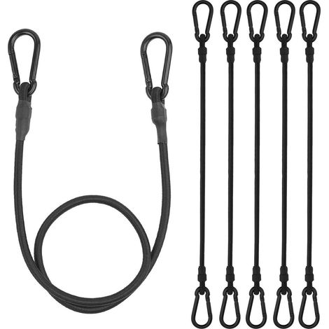 Spanngummi 6er Set mit Karabiner, 100cm, 8mm, hochelastisch, schwarz (1/5)