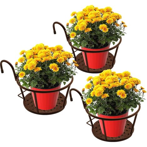 Wrought Iron Gardening Baskets Hanging for Home, Balconies, Iron Products for Home-grown Plants Suit Three Pieces (Champagne) (1/5)