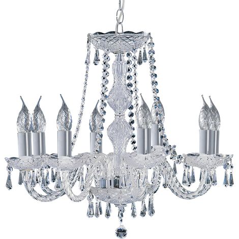 Lampadario Hale 8Lt - Metallo cromato e cristallo trasparente (1/4)