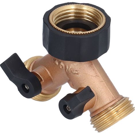 3/4-Zoll-Schlauchverteiler, 2-Wege-Y-Ventil, Wasserhahn-Messingrohr-Anschlussadapter mit Gummidichtung (1/5)